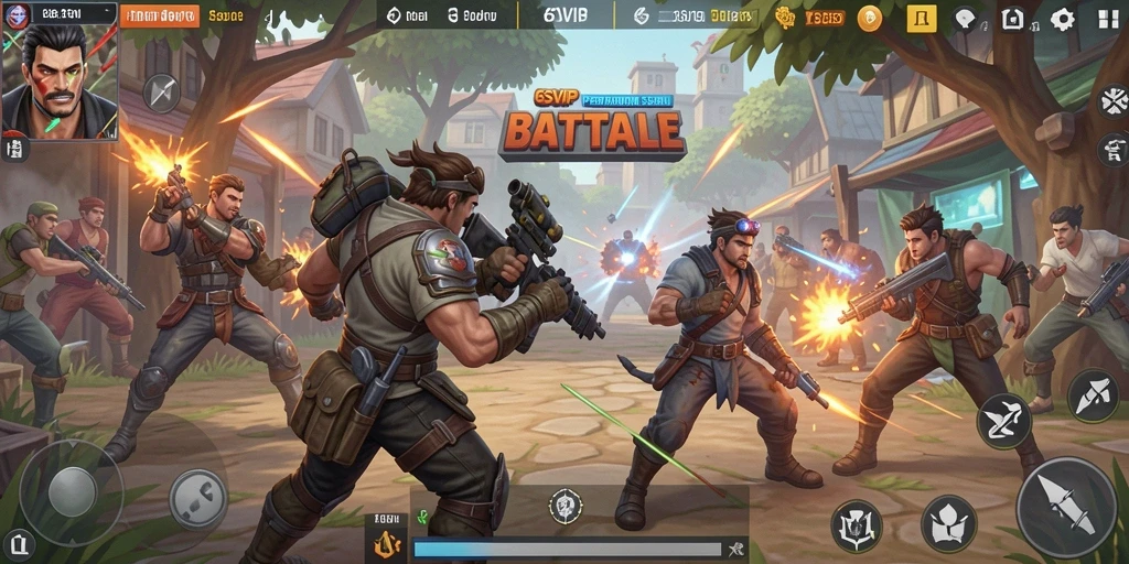 Screenshot menunjukkan aksi seru dalam gameplay Battle Royale 6SVIP.