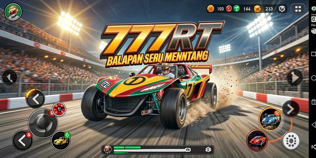 Tampilan gameplay seru dari balapan di 777RT yang menantang.