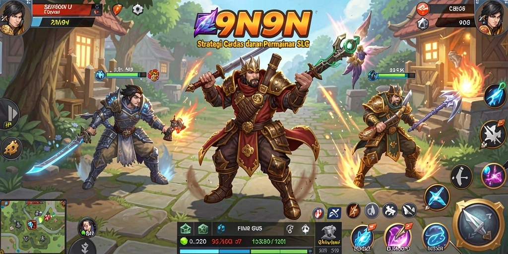 Tampilan gameplay strategis dalam 9N9N.