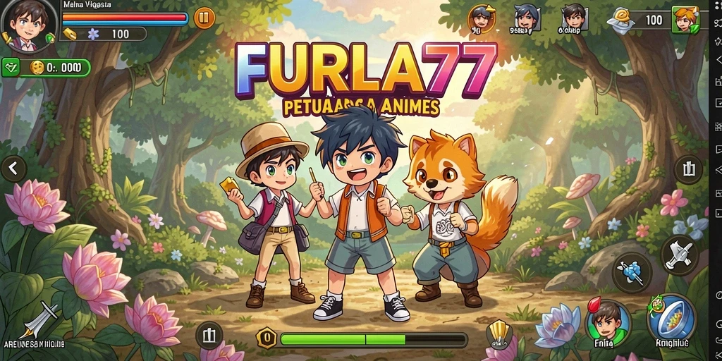 Tampilan gameplay menarik di dunia anime yang penuh warna.