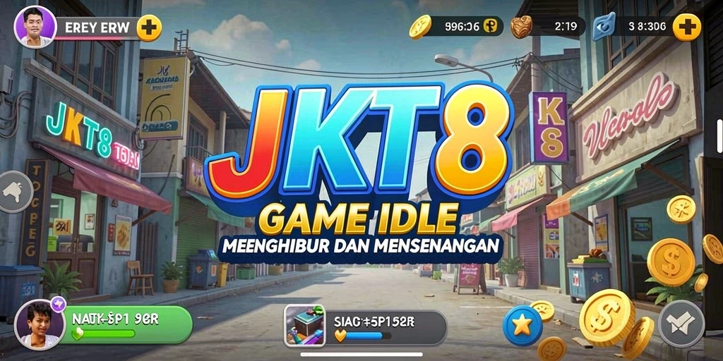 Tangkapan layar menunjukkan gameplay JKT8 yang seru dan penuh warna.