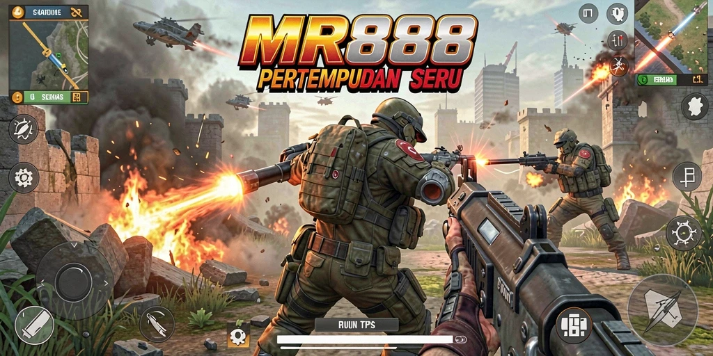Tangkapan layar gameplay MR888 menampilkan aksi pertempuran yang seru.
