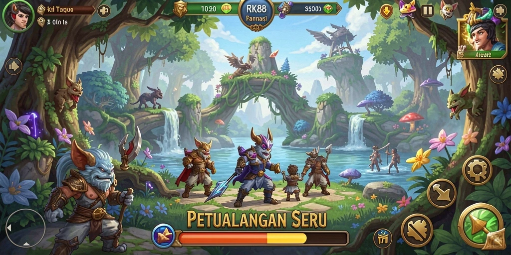 Tampilan gameplay seru di dunia petualangan RK88.