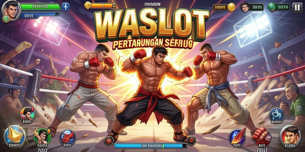 Tangkapan layar gameplay WASLOT menampilkan aksi bertarung yang intens.