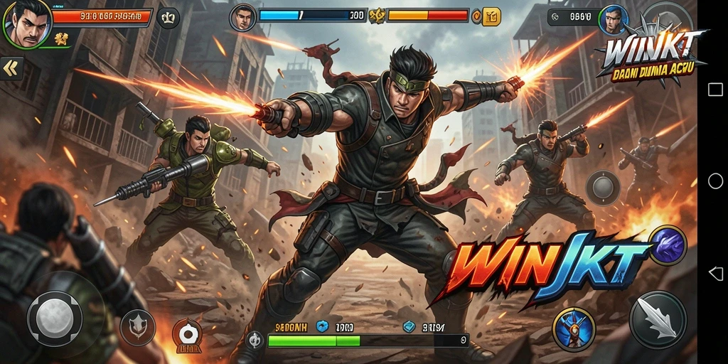 Tampilan gameplay seru dari WINJKT dengan pertarungan epik.
